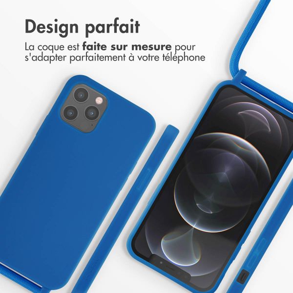 imoshion Coque en silicone avec cordon Apple iPhone 12 (Pro) - Bleu