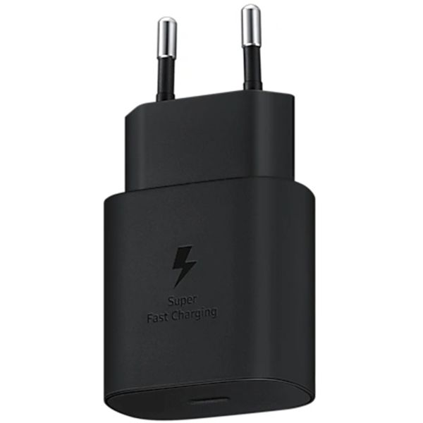 Samsung Lot de charge | USB-C vers USB-C - 1 mètre - 25 Watt - Noir + Original l'Adapteur de charge radpide USB-C emballage d'usine - 25 Watt - Noir