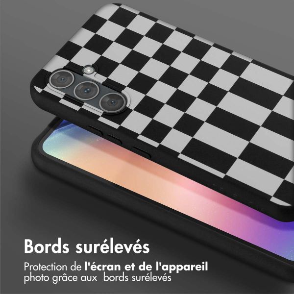 Selencia ﻿Coque design en silicone avec cordon amovible Samsung Galaxy A54 (5G) - Irregular Check Black