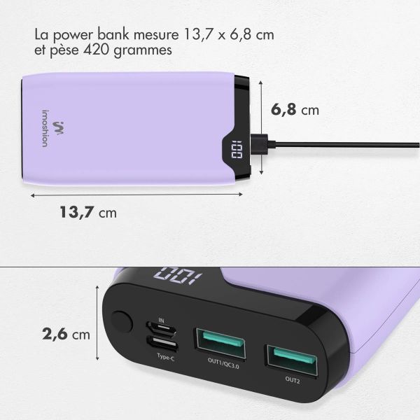 imoshion Batterie externe - 20.000 mAh - Quick Charge et Power Delivery - Lilas