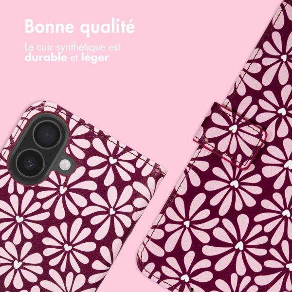 imoshion Étui de télephone portefeuille Design Apple iPhone 16 - Bloom Love Blush
