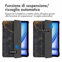 imoshion Coque tablette Design Trifold Apple iPad Air 13 pouces (2026) M4 / (2025) M3 / (2024) M2 - Black Marble
