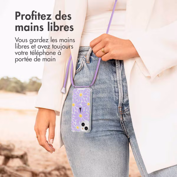 imoshion Coque Design avec cordon Apple iPhone 14 - Tropical Violet Flowers Connect