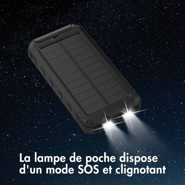 imoshion Solar Powerbank - Batterie externe avec panneau solaire - Charge rapide et fourniture d'énergie - 20.000 mAh - Noir