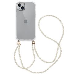 imoshion Coque avec dragonne + bracelet - Perles Apple iPhone 15 Plus - Transparent