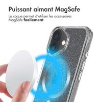 imoshion Coque arrière transparente Pailletée avec MagSafe Apple iPhone 16 - Argent