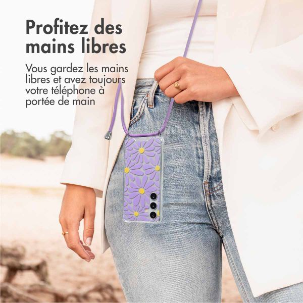 imoshion Coque Design avec cordon Samsung Galaxy S24 - Tropical Violet Flowers Connect
