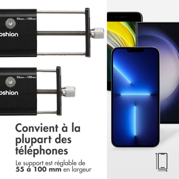 imoshion Support de téléphone pour vélo et moto - Mini - Aluminium - Léger - Ajustable - Noir