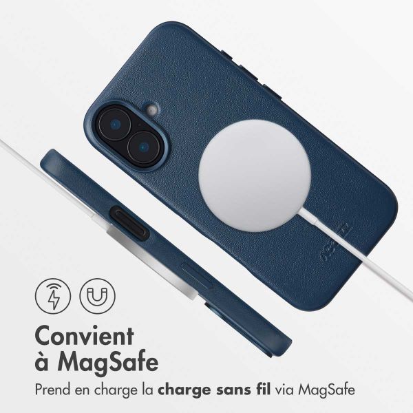 Accezz Coque arrière en cuir avec MagSafe Apple iPhone 16 - Nightfall Blue