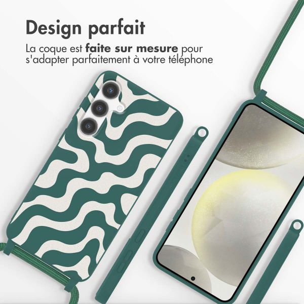 imoshion Coque design en silicone avec cordon Samsung Galaxy S24 - Petrol Green Groovy