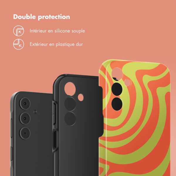 Selencia Coque arrière Vivid Tough Samsung Galaxy A15 (5G/4G) - Wavy Swirl Orange Fern