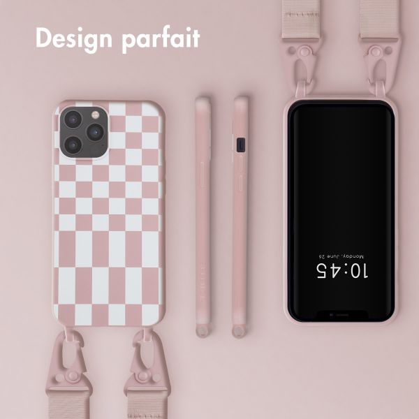 Selencia Coque design en silicone avec cordon amovible Apple iPhone 12 Pro Max - Irregular Check Sand Pink