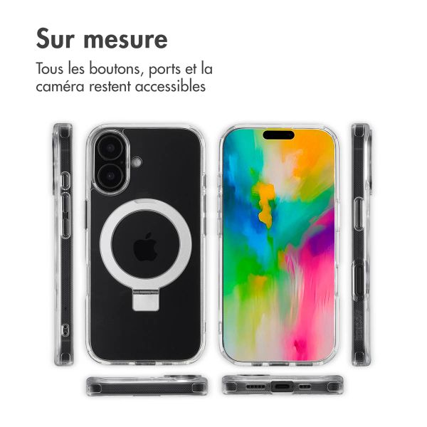 Accezz Coque Ring Stand avec MagSafe Apple iPhone 16 - Transparent