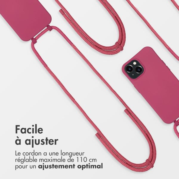 imoshion Coque arrière Color avec cordon amovible et MagSafe Apple iPhone 15 - Raspberry