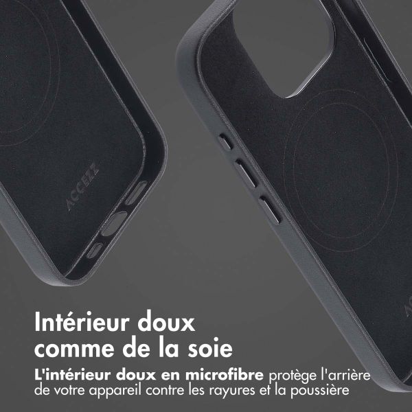 Accezz Coque arrière en cuir avec MagSafe iPhone 15 Pro - Onyx Black