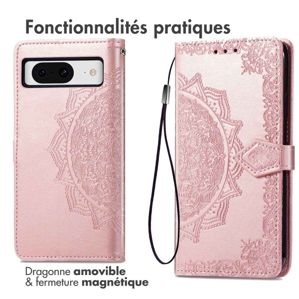 imoshion Etui de téléphone portefeuille Mandala Google Pixel 8 - Rose Dorée