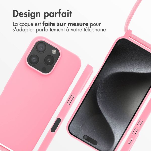 imoshion Coque en silicone avec cordon iPhone 16 Pro - Rose