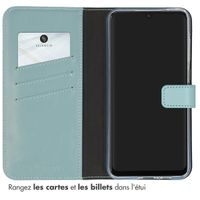 Selencia Étui portefeuille en cuir véritable Samsung Galaxy A55 - Air Blue