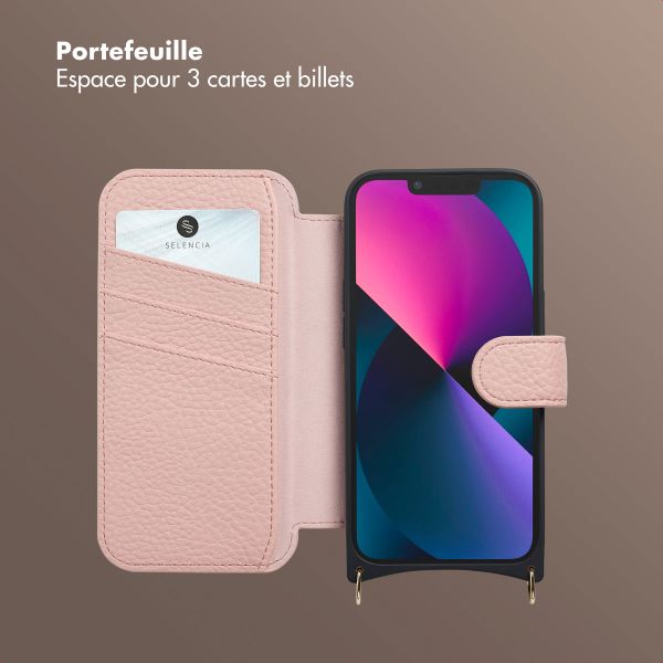 Selencia Étui Riva avec MagSafe et cordon de téléphone Apple iPhone 14 / 13 - Old Pink