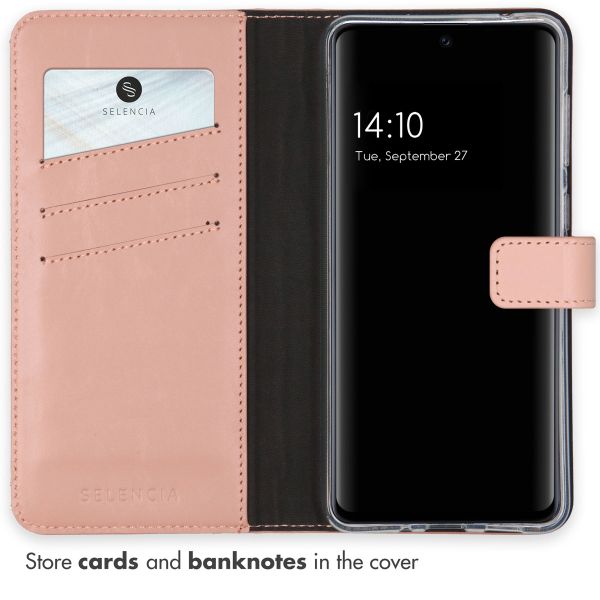 Selencia Étui de téléphone portefeuille en cuir véritable Samsung Galaxy A33 - Dusty Pink 