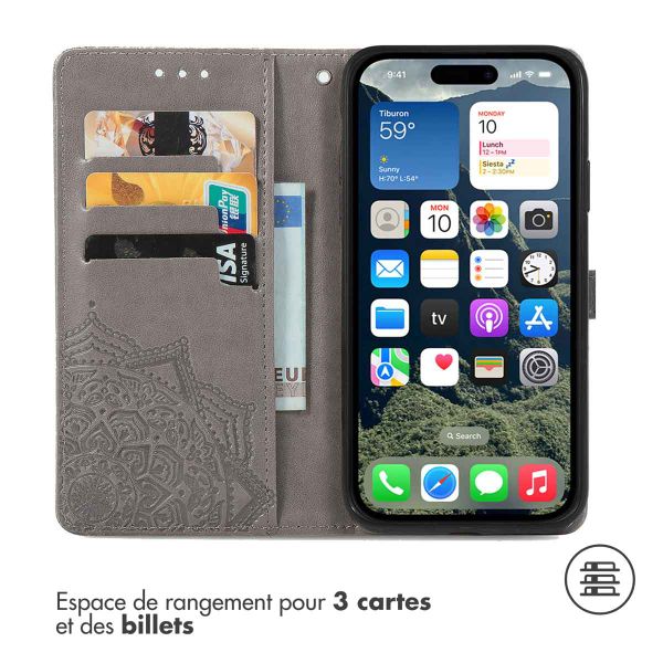 imoshion Etui de téléphone portefeuille Mandala iPhone SE 4 - Gris