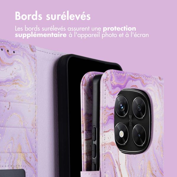 imoshion Étui de téléphone portefeuille Design Xiaomi Redmi Note 14 Pro Plus (5G) - Purple Marble