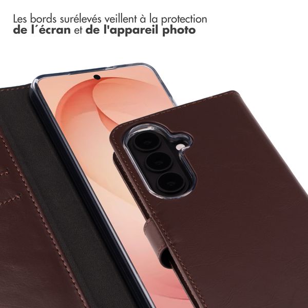 Selencia Étui portefeuille en cuir véritable Samsung Galaxy S26 Plus - Marron