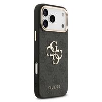 Guess Coque 4G Metal Logo Backcover Apple iPhone 17 Pro Max - Gold Edge - Black