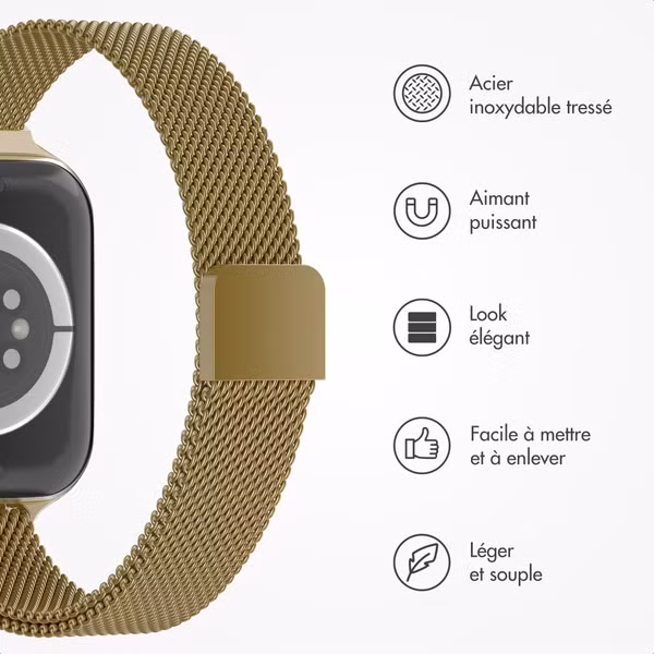 imoshion Bracelet slim Milanese Apple Watch Series 1 - 9 / SE (38/40/41 mm) | Series 10 / 11 (42 mm) - Doré