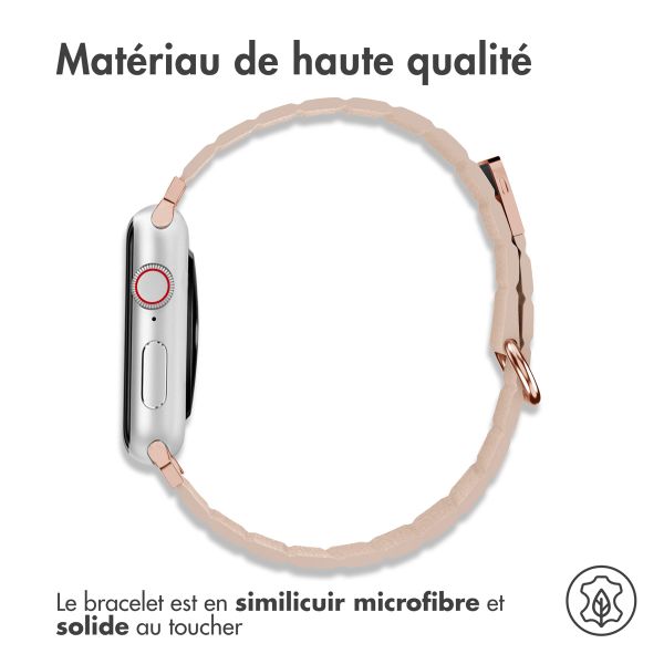 imoshion Bracelet en cuir magnétique Apple Watch Series 1 t/m 9 / SE (38/40/41 mm) | Series 10 / 11 (42 mm) - Beige