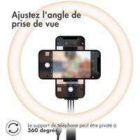 imoshion Lumière LED annulaire - Téléphone à lampe annulaire - Lampe annulaire avec trépied - Réglable - Noir