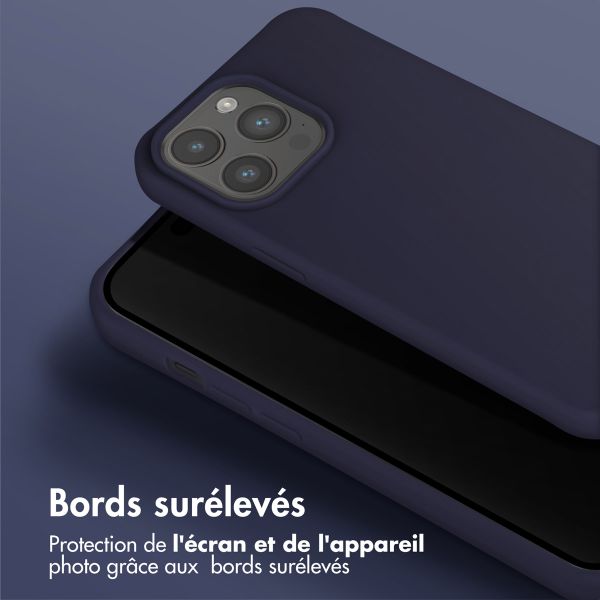 Selencia Coque silicone avec cordon amovible iPhone 15 Pro Max - Bleu foncé