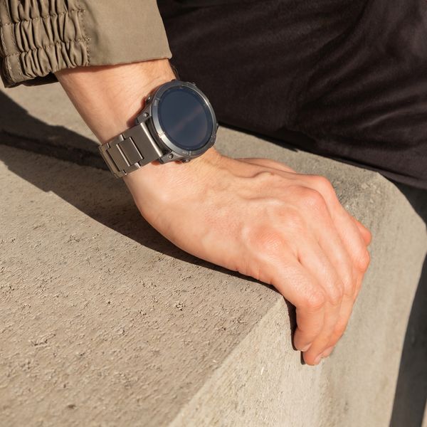 Accezz Bracelet en acier Titane mat  - Connexion Garmin 22 mm - Titanium
