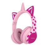 imoshion Kids Unicorn LED Light Bluetooth Casque - Casque pour enfants avec limiteur de décibels - Casque sans fil + câble AUX - Pink / Hot Pink