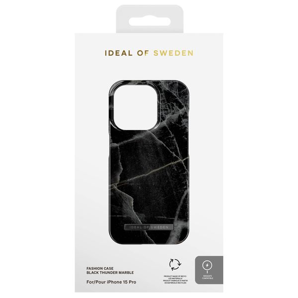 iDeal of Sweden Coque Fashion MagSafe iPhone 15 Pro- Black Thunder Marble