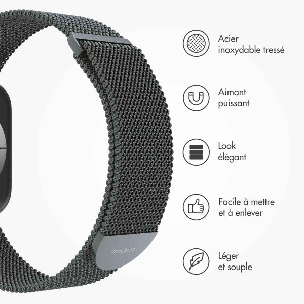 imoshion Bracelet magnétique milanais Apple Watch Series 1 - 9 / SE (38/40/41 mm) | Series 10 / 11 (42 mm) - Taille M - Space Grey