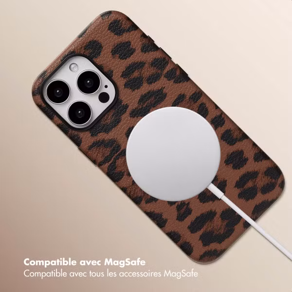 Selencia Coque Sabi imprimé panthère avec MagSafe Apple iPhone 15 Pro Max - Mocha Brown