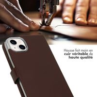 Selencia Étui portefeuille en cuir véritable Apple iPhone 14 Plus - Marron