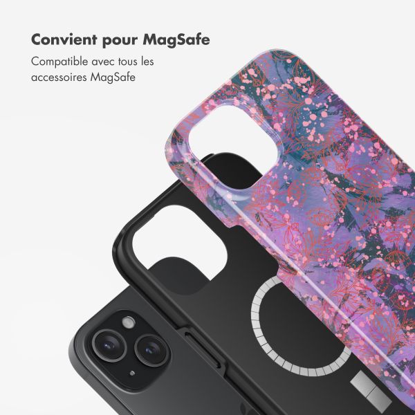 Selencia Coque arrière Vivid Tough avec MagSafe iPhone 15 - Fresh Paint Flower Orange