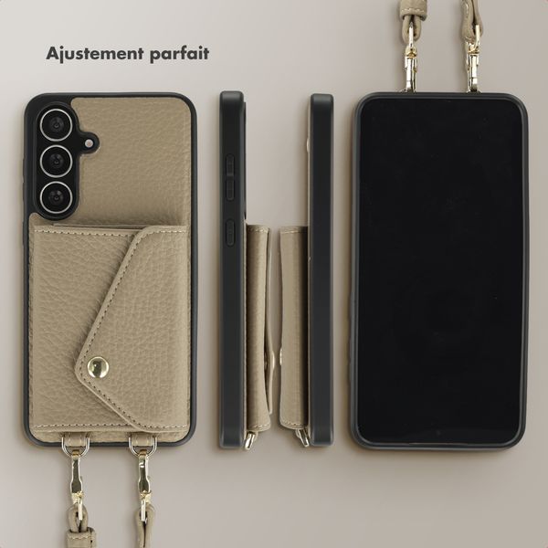Selencia Coque de télephone Sera avec cordon et porte-cartes enveloppe Samsung Galaxy S25 FE - Taupe