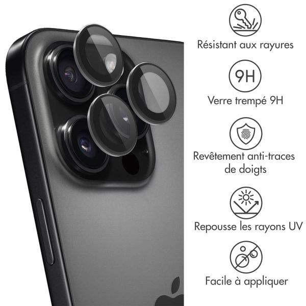 imoshion Lot de 2 protections d'objectif de caméra Apple iPhone 16 Pro / 16 Pro Max - Noir / Titanium