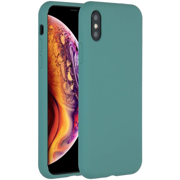 Accezz Coque Liquid Silicone iPhone Xs / X - Vert foncé