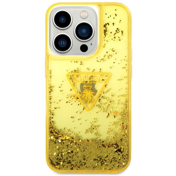 Guess Coque Liquid Glitter iPhone 14 Pro Max - Jaune