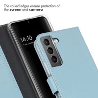 Selencia Étui portefeuille en cuir véritable Samsung Galaxy S22 - Bleu clair
