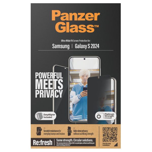 PanzerGlass Protection d'écran Privacy Ultra-Wide Fit Anti-bactérienne avec applicateur Samsung Galaxy S24