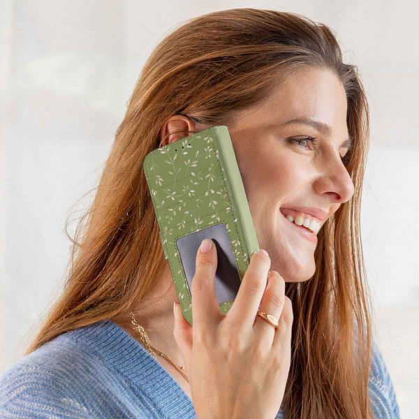 imoshion Étui de téléphone portefeuille Design Xiaomi Redmi A3 - Green Flowers