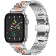 Selencia Bracelet Metallique Jubilee Apple Watch Series 1 á 9 / SE (38/40/41 mm) | Series 10 (42 mm) - Argent et Rose Dorée