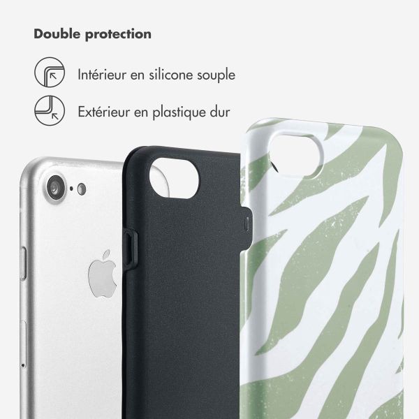 Selencia Coque arrière Vivid Tough iPhone SE (2022 / 2020) / 8 / 7 / 6(s) - Colorful Zebra Sage Green