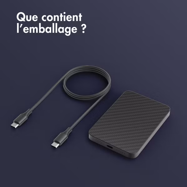 Accezz Powerbank Kevlar 5 000 mAh - MagSafe et Qi2 - Noir