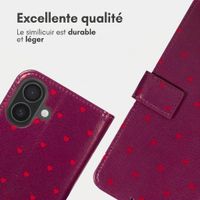 imoshion Étui de télephone portefeuille Design Apple iPhone 16 - Crush Check Coral Dust
